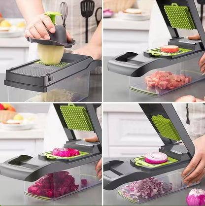 16-in-1 Vegetable Chopper & Slicer – Professional Food Chopper with Container, Multifunctional Onion, Garlic & Carrot Dicer, Heavy-Duty Veggie Cutter for Easy Meal Prep
