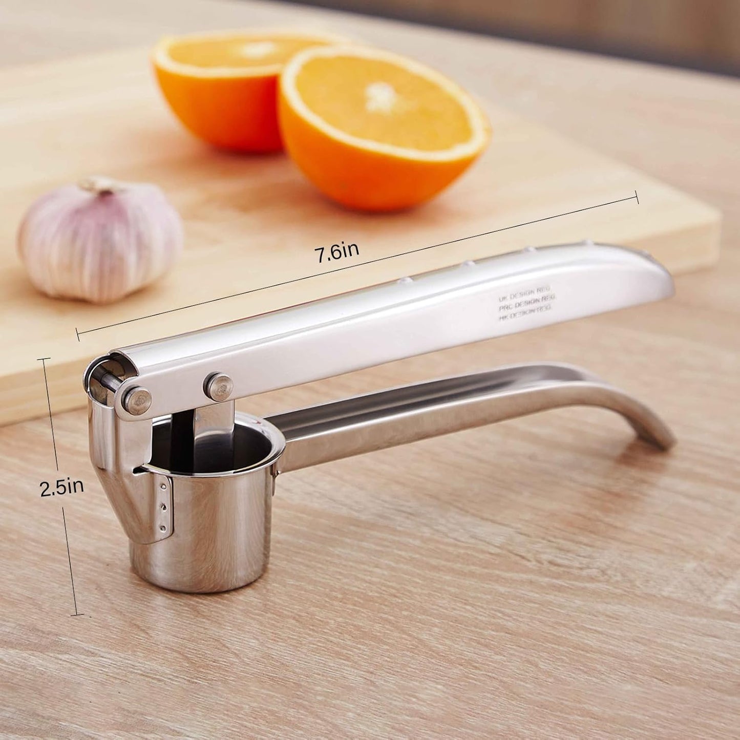 Kitchen Garlic Press, Rust Proof & Dishwasher Safe Garlic Mincer, Durable Garlic Crusher, Easy to Clean and Squeeze, Rose