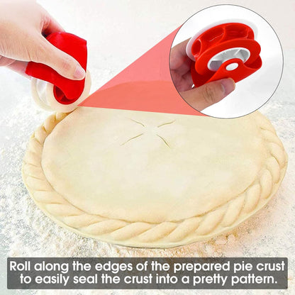 2 Pack Pastry Cutting Wheel, Pastry Wheel Decorator Pie Crust Pastry Wheel and Cutter for Cutting Pastry, Rolled Pastry Pie Crimper, Baking & Cooking Tool for Apple Pie Crust or Ravioli Pasta