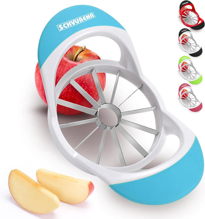 SCHVUBENR 12-Blade Apple Slicer and Corer - 4.72 Inch Sharp Stainless Steel Apple Cutter - Professional Apple Divider Tool for Quick Slices - Easy to Use & Clean - Slice Fruits with Ease - Black