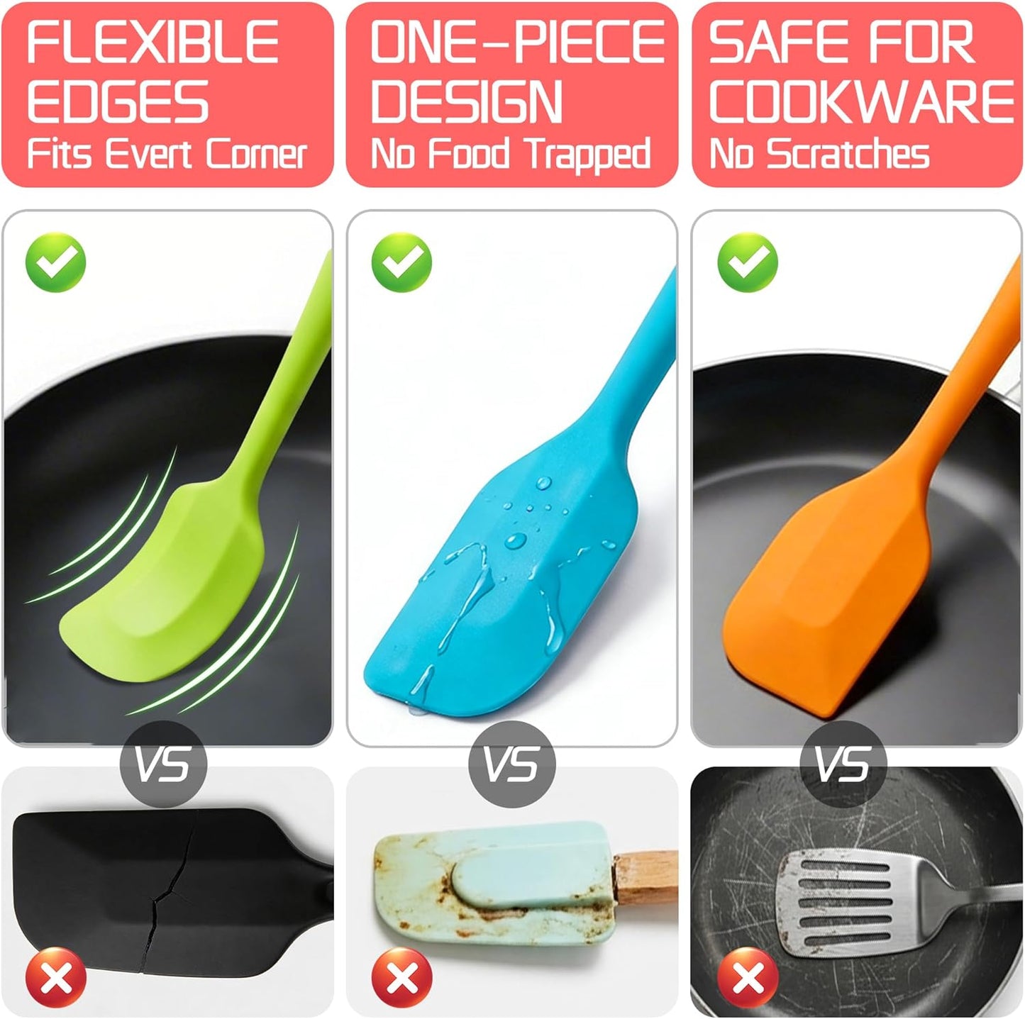 5 Pieces Silicone Spatula Set BPA Free Non Stick Rubber Spatula Heat Resistant Set Ideal for Baking Cooking Mixing Dishwasher Safe Kitchen Tools Multicolor