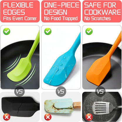 5 Pieces Silicone Spatula Set BPA Free Non Stick Rubber Spatula Heat Resistant Set Ideal for Baking Cooking Mixing Dishwasher Safe Kitchen Tools Multicolor