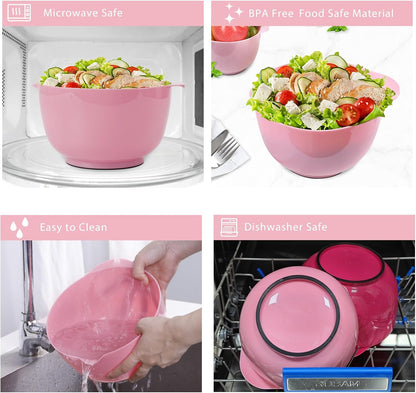 BoxedHome Green Ombre Nesting Plastic Mixing Bowl Set With Pour Spout, Microwave and Dishwasher Safe, BPA free Non-Slip Base, Set of 4 Size 1.7, 2.5, 3.5 and 4.5qt, Great for Prepping, Baking, Cooking