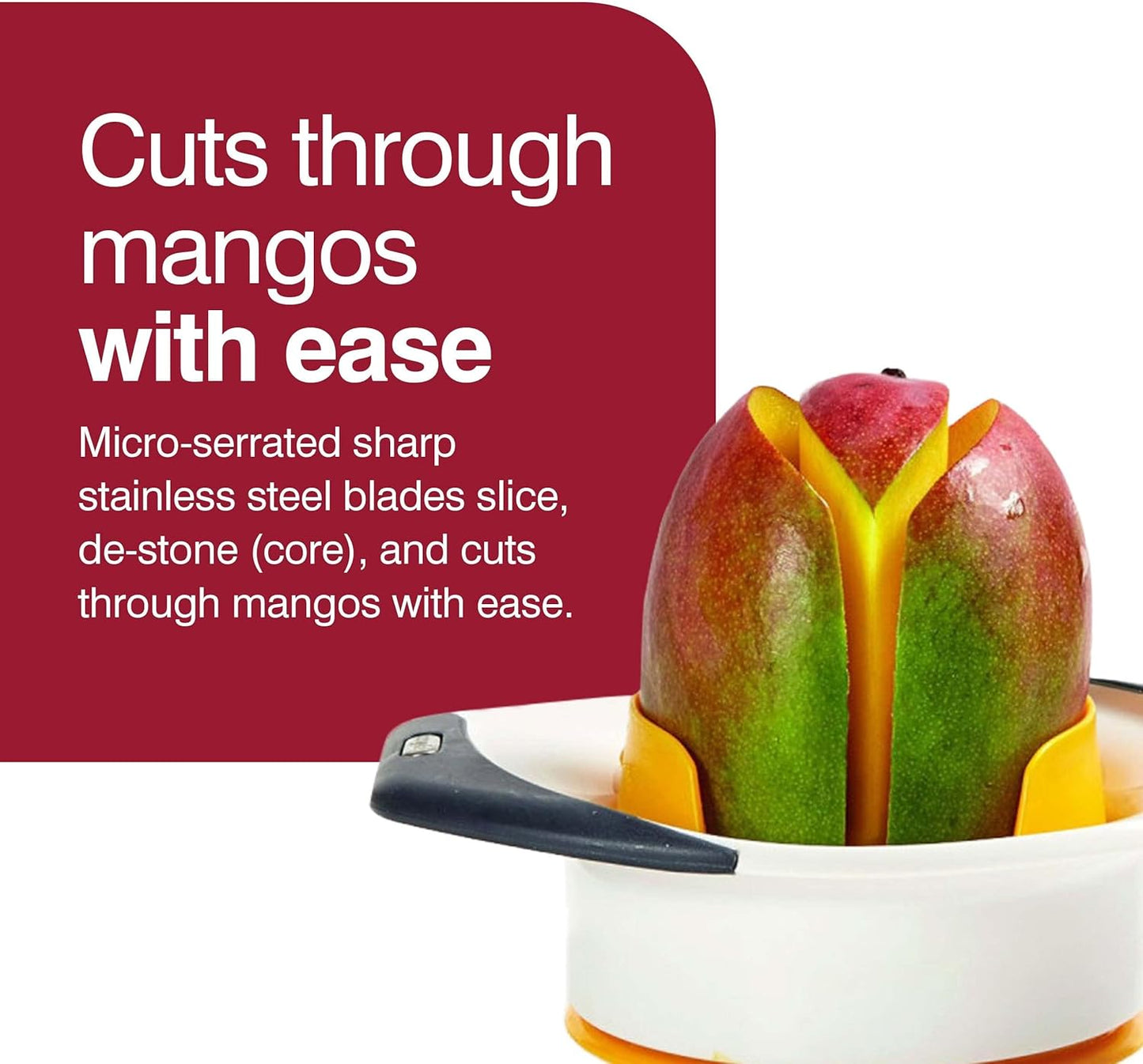 Zyliss 3-in-1 Mango Slicer, Peeler and Pit Remover Tool - Kitchen Mango Depitter & Peeler Gadget - Fruit Slicer with Micro-Serrated Stainless Steel Blader - Mango Corer for Easy Use