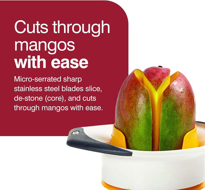 Zyliss 3-in-1 Mango Slicer, Peeler and Pit Remover Tool - Kitchen Mango Depitter & Peeler Gadget - Fruit Slicer with Micro-Serrated Stainless Steel Blader - Mango Corer for Easy Use