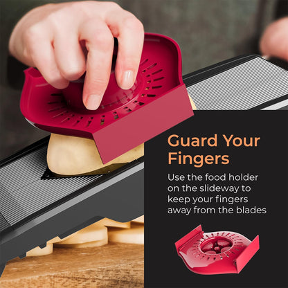 MuellerLiving Mandoline Slicer for Kitchen, Stainless Steel, Slice or Julienne, Vegetable Chopper, Fruit Slicer