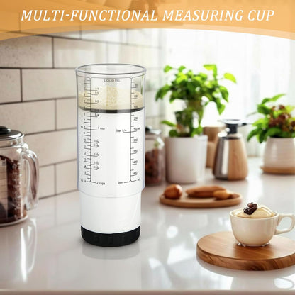 6 Pcs Adjustable Measuring Cups Set Includes 2 Cup Push up Measuring Cup and 5 Measurings Spoon for Peanut Butter 4 in 1 Liquid Dry Semi Solid Ingredient Home Cooking Tool