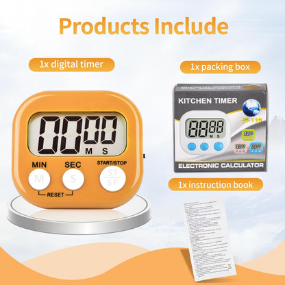 4 Pack Digital Kitchen Timer Magnetic Digital Timer with Big Display Loud Ring Cooking Timers for Cooking, Game, Gym, Break Time, Classroom(4, Pink, Green, Orange, White)