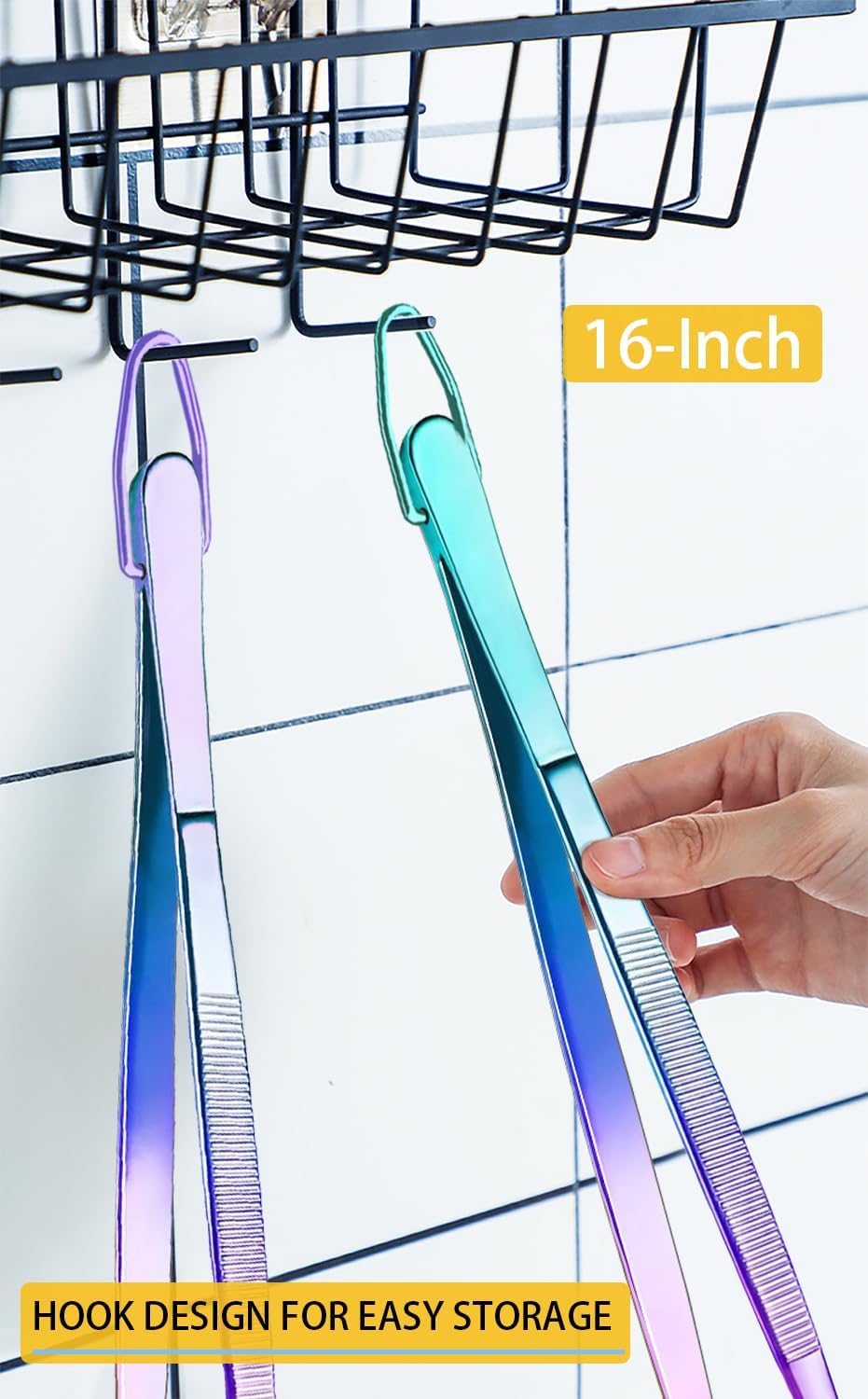 JETKONG 2 Pcs 12-Inch Kitchen Tweezers Fine Tweezer Tongs, Extra-Long Stainless Steel Cooking Tweezers (Silver)