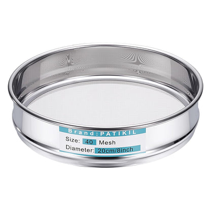 PATIKIL 325 Mesh(0.045mm) Lab Sieve, 3.9"(10cm) Diameter Sifting Screen 304 Stainless Steel Wire Cloth Fine Mesh Sieve for Industrial Laboratory Home Soil Sifter Dry Sift Screens Hash - Colors A
