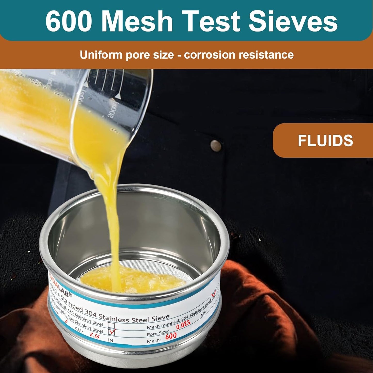 Full 304 Stainless Steel Mesh Sieve Screen, LVDALAB 100 Mesh (0.15mm) Aperture, 2.4inch(6CM) Dia Standard Sample Analysis Test Sieves Sifters Strainer for Industrial Laboratory Homes