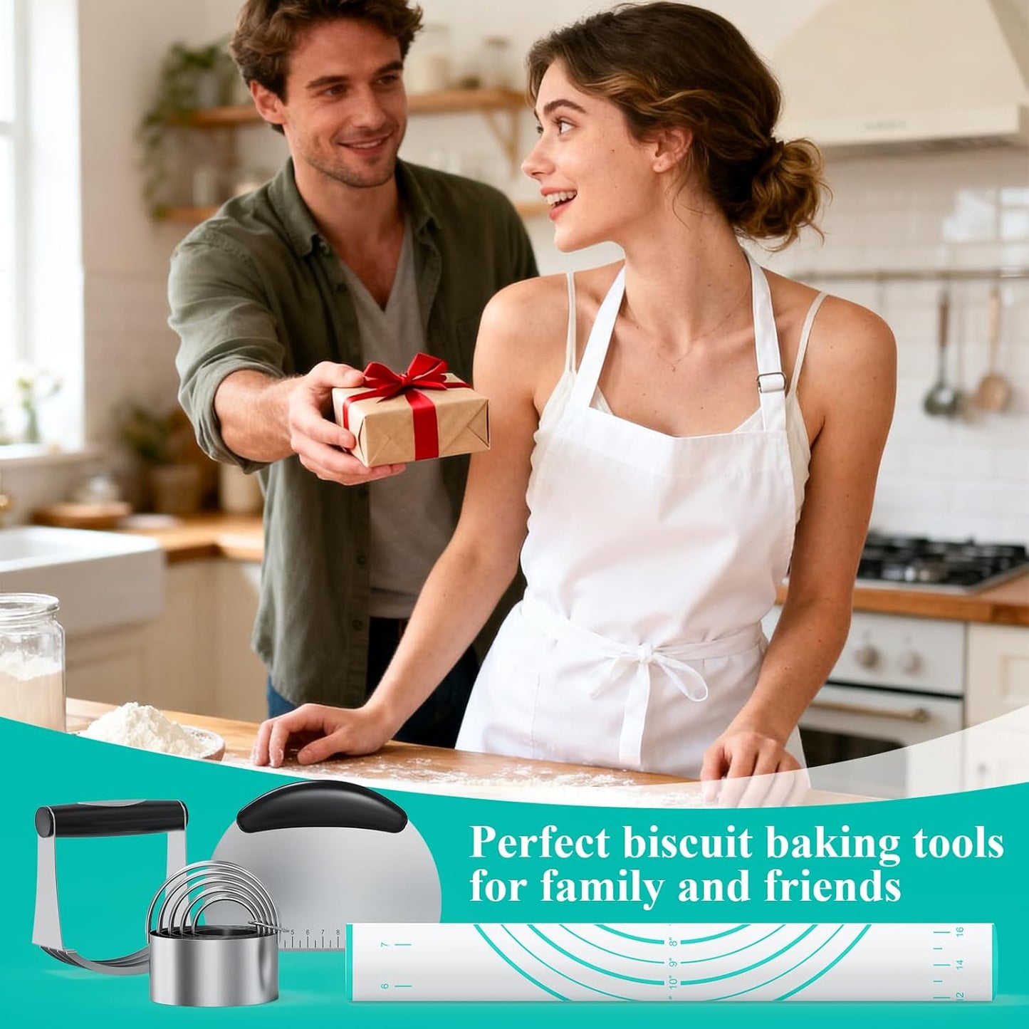 Biscuit Cutter Set, Dough Blender, Pastry Cutter, Biscuit Cutter, Dough Cutter,Pastry Cutter Set, Round Sifter,Baking Dough Tools for Cooking Cookies (3 Pcs/Set)