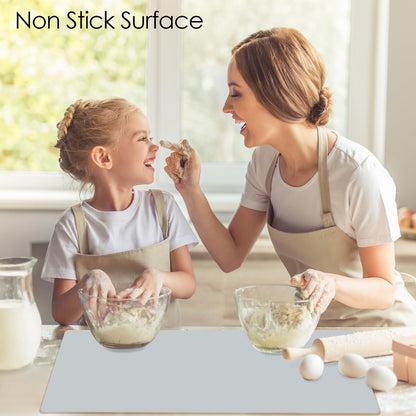 Standard Silicone Mat,Black Baking Mat-Food Grade Kids Dinner Table Placemat Non Slip Counter Mat with Raised Edges Heat Resistant Mat for Air Fryer Nonstick Pastry Dough Mat(1 Pack 23.6'' x 15.7'')