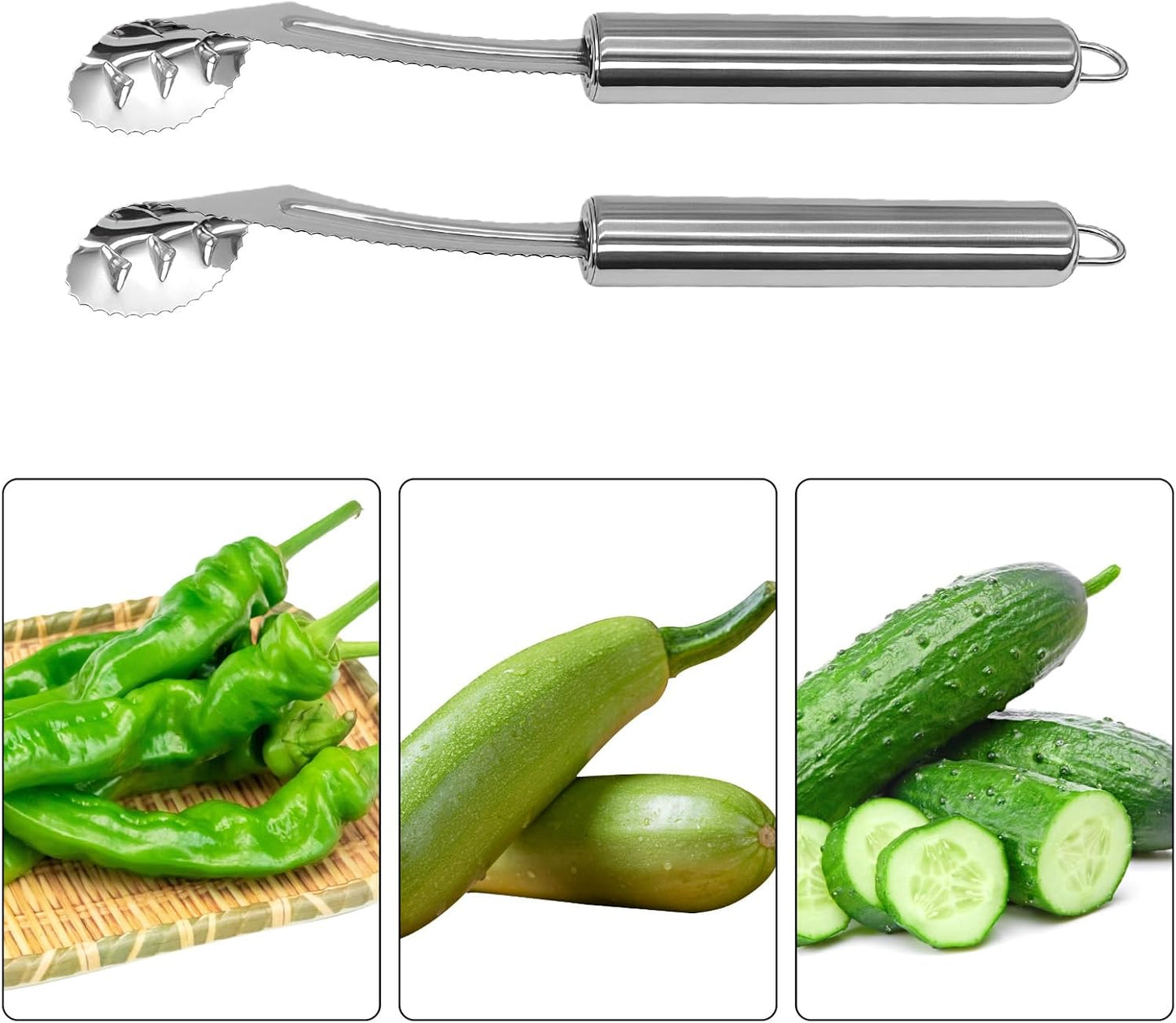 2 Pcs Jalapeno Corer Tool Pepper Corer with Serrated Slice Stainless Steel Pepper Seed Remover Kitchen Fruit and Vegetable Deseeder Efficient Seeding Tool for Jalapeños Chilis Cucumber