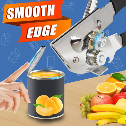 Commercial Can Opener, ICEKATl Can Opener Manual Heavy Duty Easy for Big Cans with Magnet, Folding Hand Crank With Comfortable Long Handles