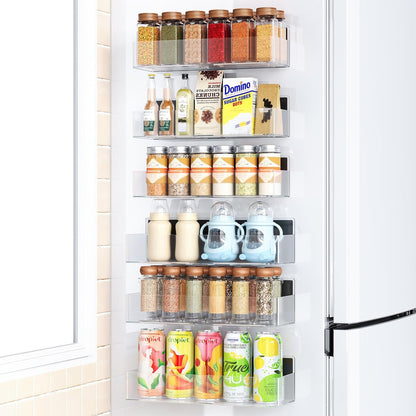 Mystozer Magnetic Spice Rack for Refrigerator, Kitchen Organizer and Storage Shelf, Black (4 Pack)…