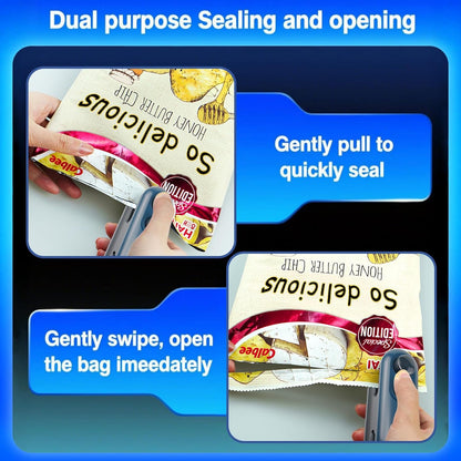 2in1 Rechargeable Chip Bag Sealer with Cutter, Portable USB C Heat Sealer Resealer Machine for Chip, Plastic Bags Heat Seal Tool for Snacks (White)