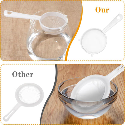 Andibro 3 Pcs Plastic Mesh Strainer Set, Fine Sieve with Handle for Kefir Tea Coffee Nut Milk Flour Sifter Dishwasher Safe