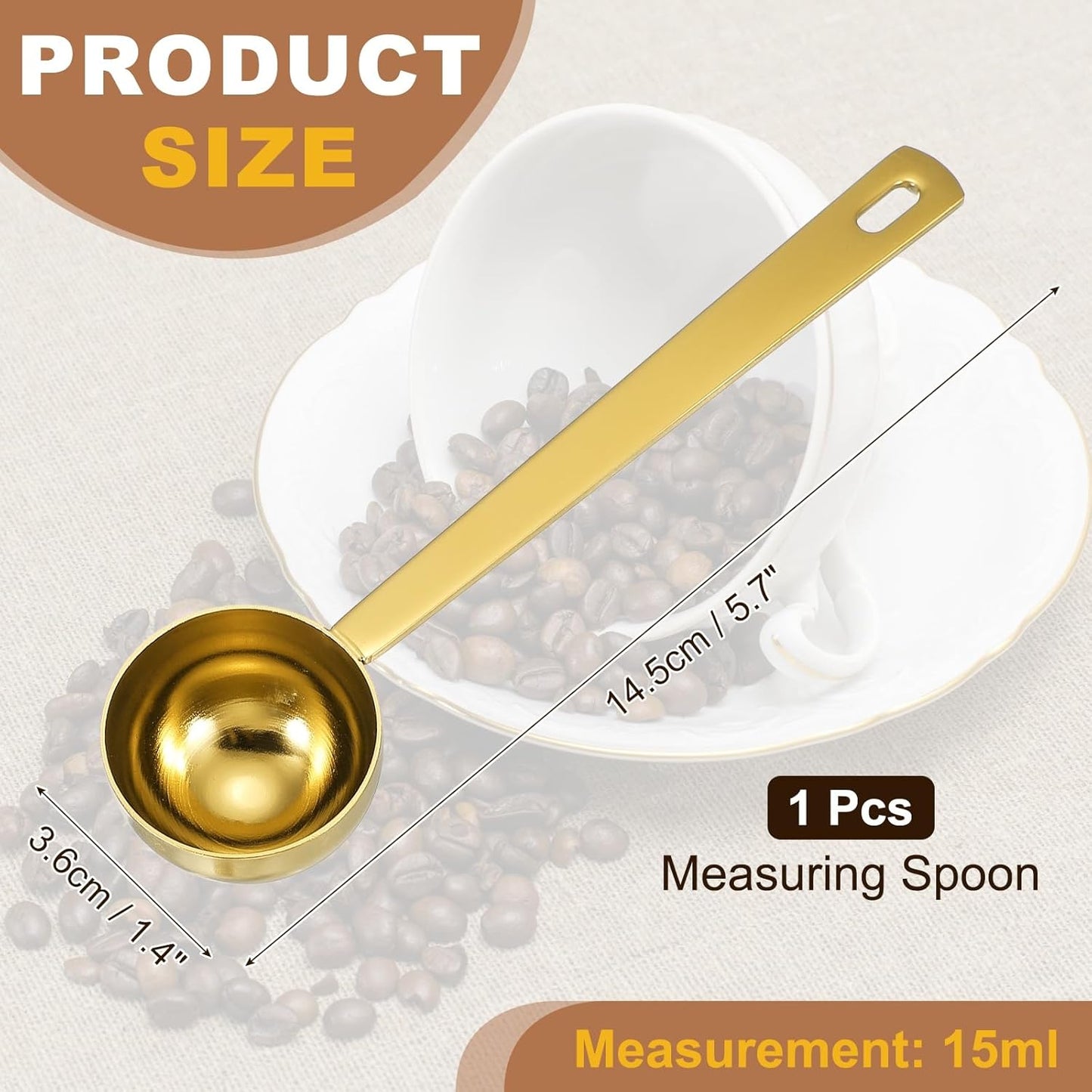 uxcell Measuring Spoon, 15ml Long Handle Table Scoop Teaspoon Coffee Scoop Spoon for Ground Coffee Tea Sugar Cooking Baking, Black
