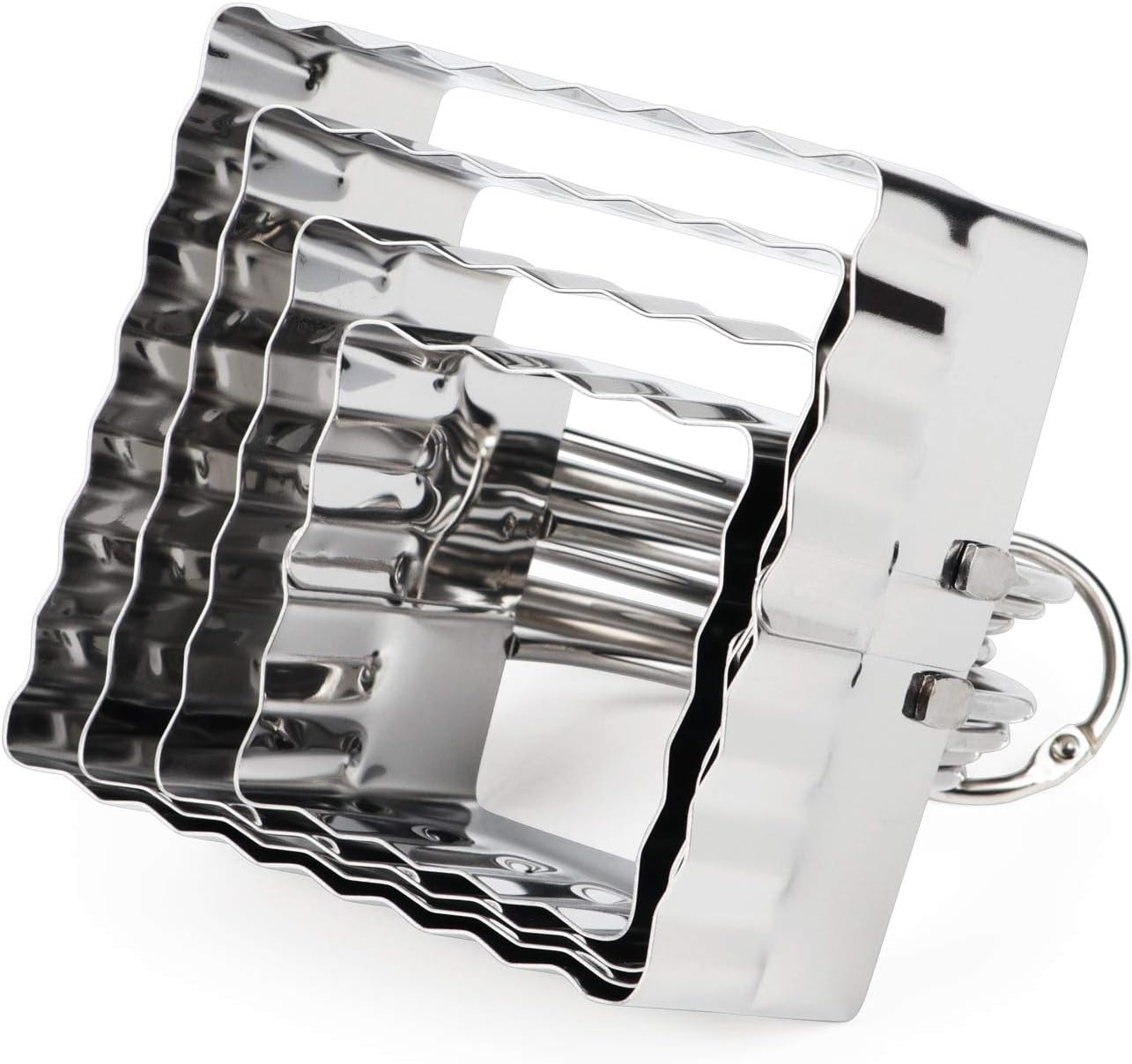 HULISEN Square Biscuit Cutter Set (4 Pieces/Set), Stainless Steel Cookies Cutter with Handle, Professional Baking Dough Tools, Gift Package (Square)