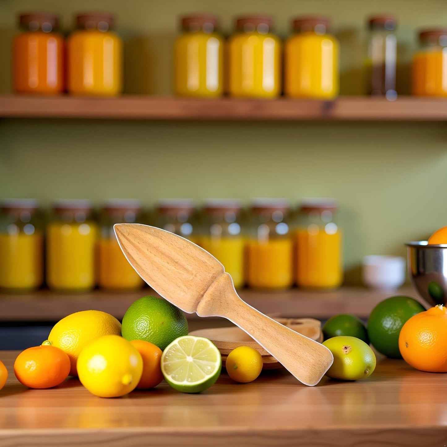 Wooden Citrus Juicer - Manual Handheld Lemon Orange Reamer with Ergonomic Grip, Durable Fruit Squeezer Tool for Home/Bar/Cafe Use, Portable Kitchen Accessories for Juicing Limes and Citrus Fruits