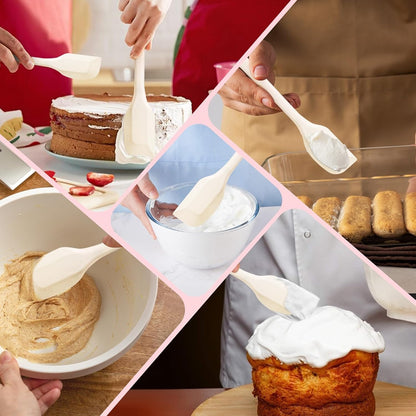 Cute Cat Paw Silicone Spatula Set - High Heat Resistant Rubber Scraper for Baking & Cooking, BPA-Free Non-Stick Kitchen Utensils, Adorable Cat Lover Gifts(2 Pack, 8.5 Inch, Cream)