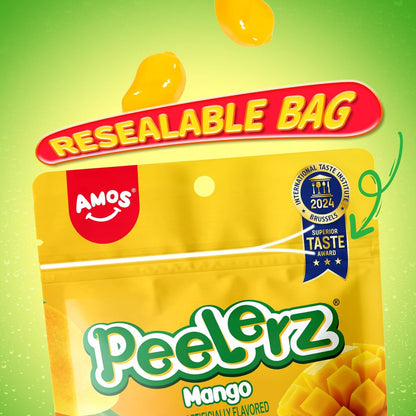 AMOS Peelerz Peelable Gummy Candy Variety Pack, Mango White Peach Banana Green Apple Passion Fruit Lychee, Soft Chewy Fruit Snack, Pack of 6