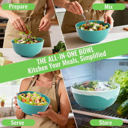 Wheat Straw Bowls Set with Lids, Unbreakable 40 OZ Cereal Bowls Set of 4, Salad Container for Lunch, Microwave & Dishwasher Safe Bowl Set for Kitchen, Picnic, RV, Camping, Multi