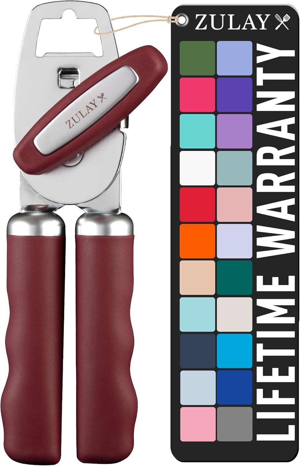 Zulay Kitchen Heavy Duty Stainless Steel Can Opener Manual with Bottle Opener - Rust Proof Manual Can Opener With Turn Knob & Comfy Soft Grip Handles - Black