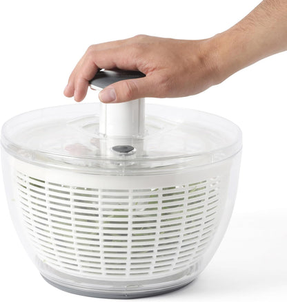 Calphalon Aero 6.3-Qt Stainless Steel Salad Spinner, Fruit & Vegetable Washer Bowl with Strainer Basket for Washing Lettuce, Spinach, Herbs & Fresh Produce
