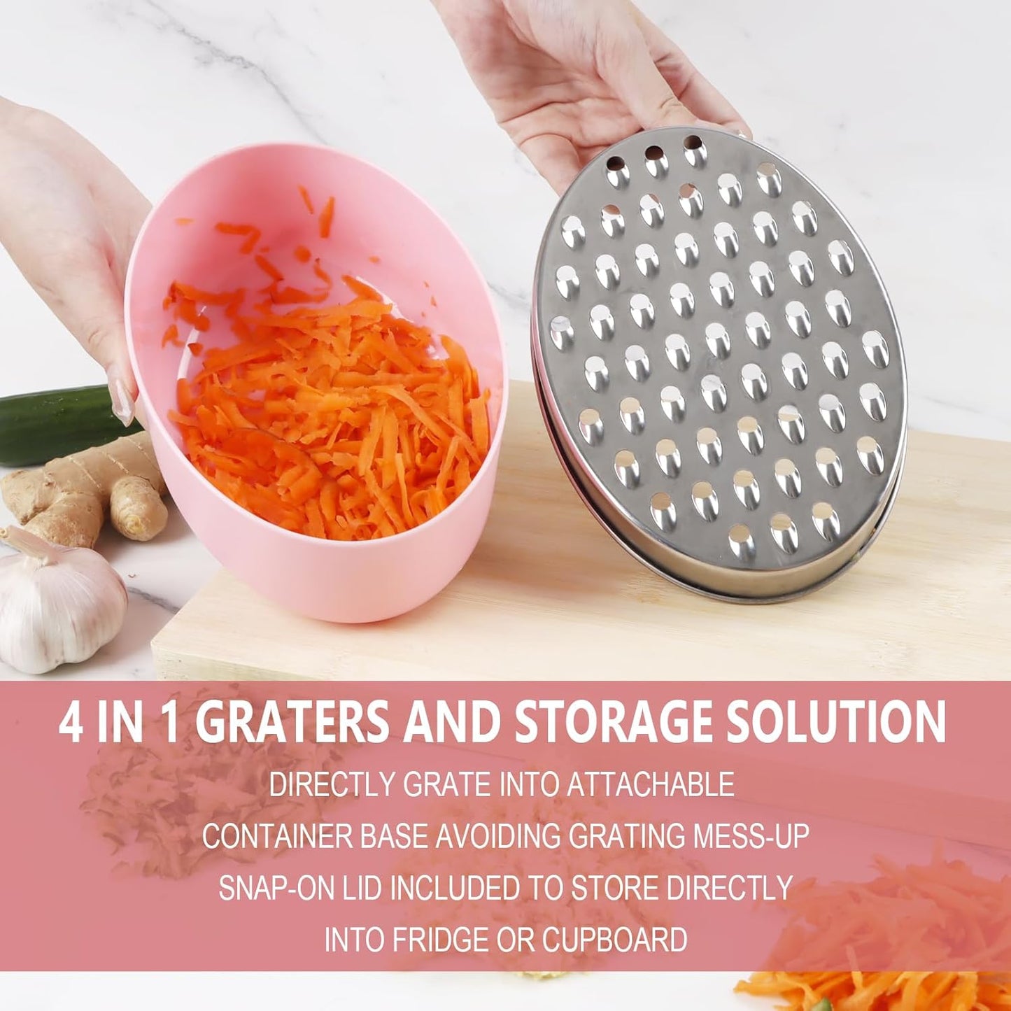 Cheese Grater Citrus Lemon Zester with Food Storage Container & Lid - Perfect For Hard Parmesan Or Soft Cheddar Cheeses, Ginger, Vegetables, Butter, Chocolate & Nutmeg (Green)