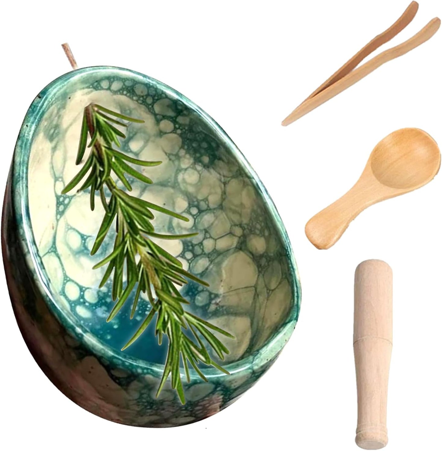 Pottery Herb Stripper Bowl, Handmade Pottery Herb Stripper Ceramic Herb Stripper Quick Stem Removal Ceramic Bowl 2025 New Ceramic Kitchen Herb Stripping Tool