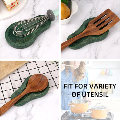 Marble Spoon Rest for Kitchen Stove Countertop, Marble Utensil Holder, Perfect for Spatula, Ladle, Fork (1, Viva jade, 4 * 6.5)