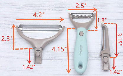 Fruit Peeler Vegetable Peeler 3-in-1 Trio Peeler Set Julienne Peeler Potato Peeler Vegetable Peeler Slicer Stainless Steel