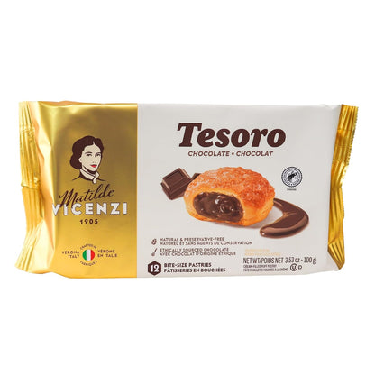 Tesoro Raspberry Filling by Pasticceria Matilde Vicenzi, Raspberry Cream Filled Puff Pastry Patisserie, Kosher Dairy, Made in Italy, 3.17oz (90g), 4-Pack