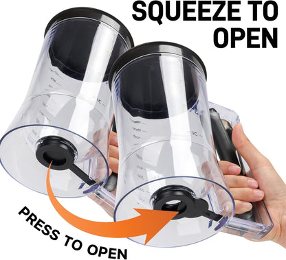 FUNGYAND Pancake Batter Dispenser, 4-Cup Set with Muffin Rings & Spatula - Ideal for Pancakes, Cupcakes, Waffles, and Muffins, Easy Squeeze Handle