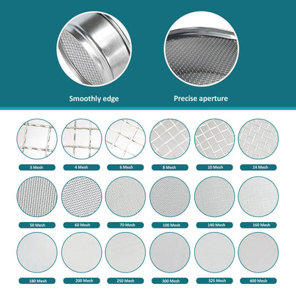304 Stainless Steel Mesh Lab Sieve, 80 Mesh (0.2mm) Aperture Test Sieve, 4inch(10cm) Diameter Economy Standard Analysis Sample Test Sieves for Industrial Laboratory Homes - Colors B
