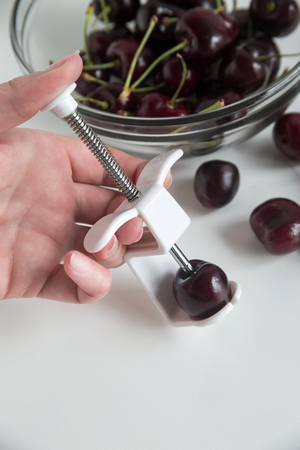 Fox Run Cherry and Olive Pitter, Plastic and Stainless Steel,White