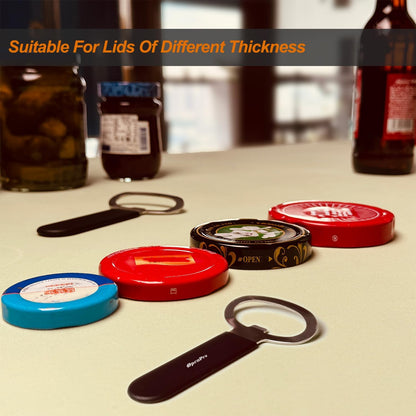 Magnetic Jar Opener Gripper, Jar Openers Top Rated For Seniors Weak Hands, Bottle Opener Built-In, 2-IN-1 Jar & Bottle Opener x 1, Black, Rubber Jar Openers Gripper x 4
