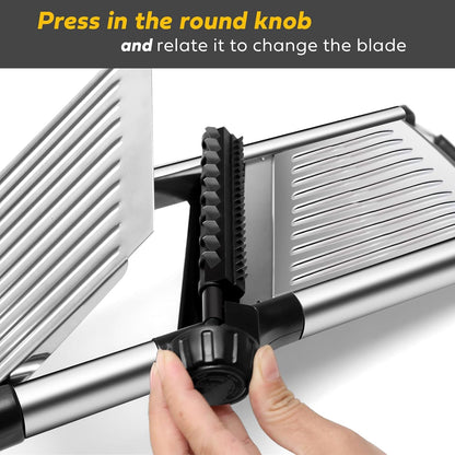 Mandoline Slicer for Kitchen, Stainless Steel adjustable Mandoline slicer, Non-Slip Mandolin with 4 Blades,Vegetable & Fruit Slicer for Potato,Tomato,onion,cucumber,with Cut-Resistant Gloves,Brush