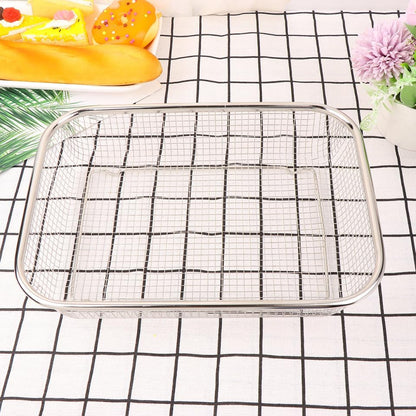 Stainless Steel Drain Basket Large Rectangular Colander 12.99X9.44X2.75In Multi-Purpose Kitchen Strainer for Fruits Vegetables Washing and Storage