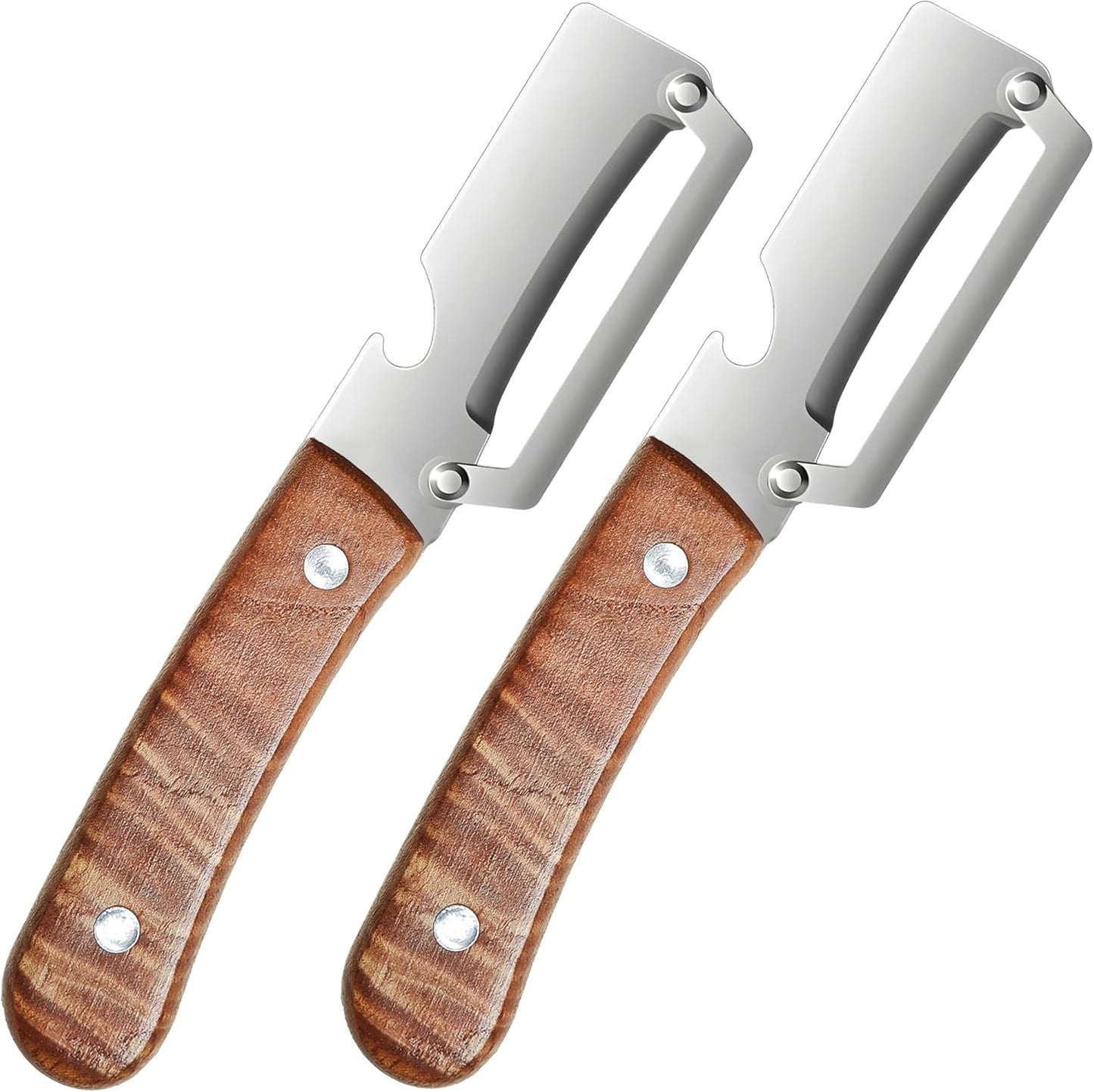 Upgrade Pro Multifunctional Vegetable Peeler - Premium Kitchen Peeler with Wooden Handle and Bottle Opener - Heavy Duty Stainless Steel Peeler Knife for Fruit Apple Potato Pumpkin Papaya Zucchini