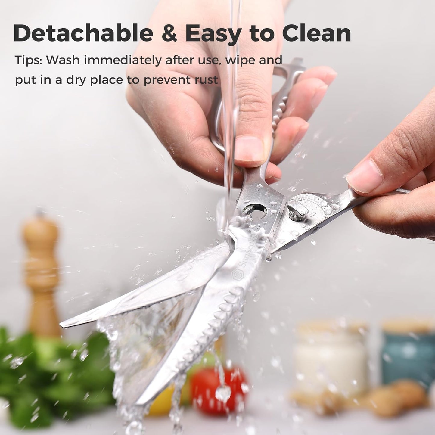 Sunnecko Kitchen Scissors All Purpose Heavy Duty Scissors Titanium Coated, Kitchen Shears for Food, Micro Serrated with Detachable Blades