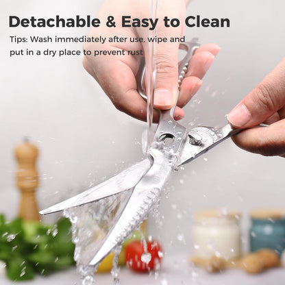 Sunnecko Kitchen Scissors All Purpose Heavy Duty Scissors Titanium Coated, Kitchen Shears for Food, Micro Serrated with Detachable Blades