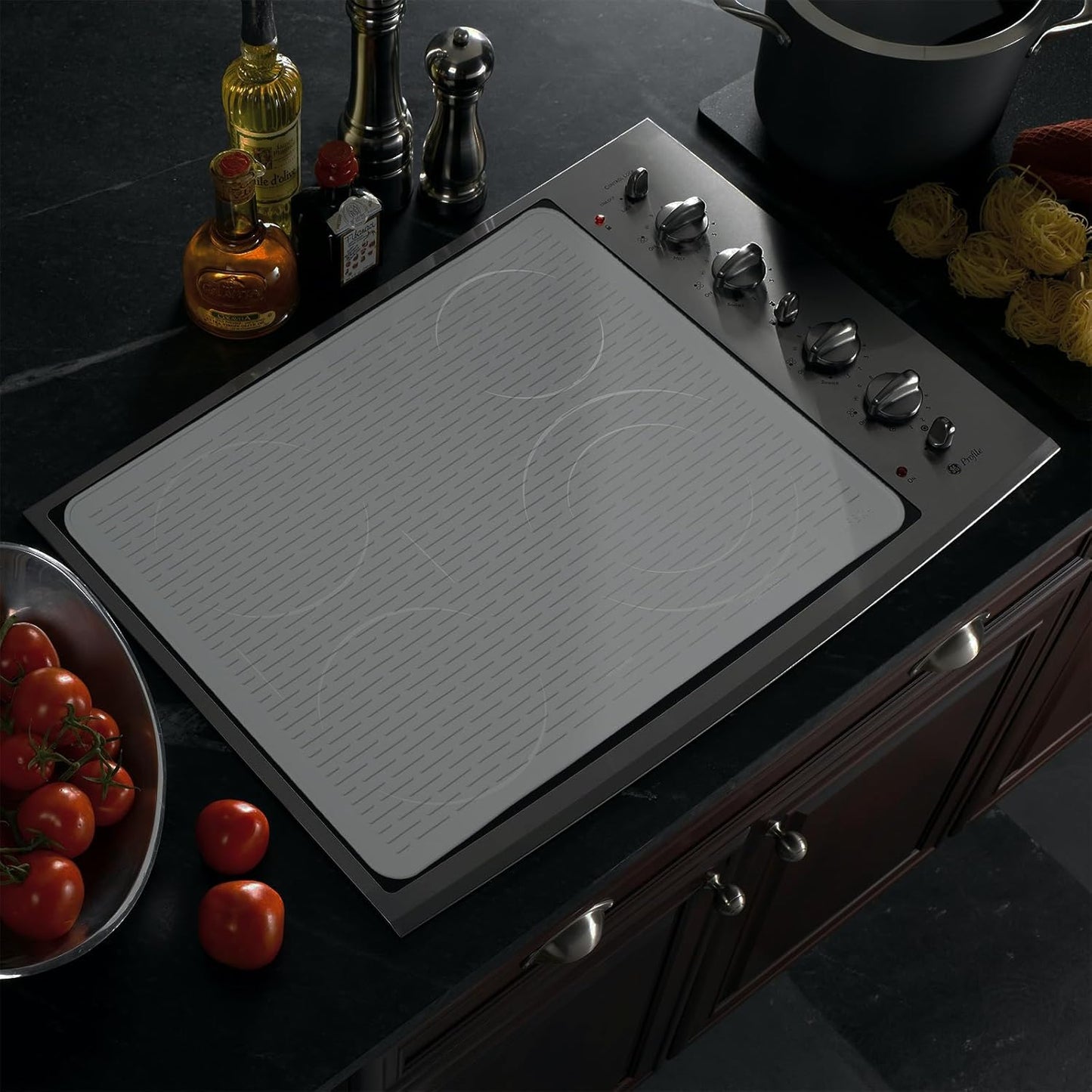 YUHFERA Stove Top Cover for Electric Stove - Silicone Stove Mat for Glass Top, Glass Cooktop Protector, XL Dish Drying Mats for Kitchen,Oven Covers for Electric Stove (Black,30 x 21)