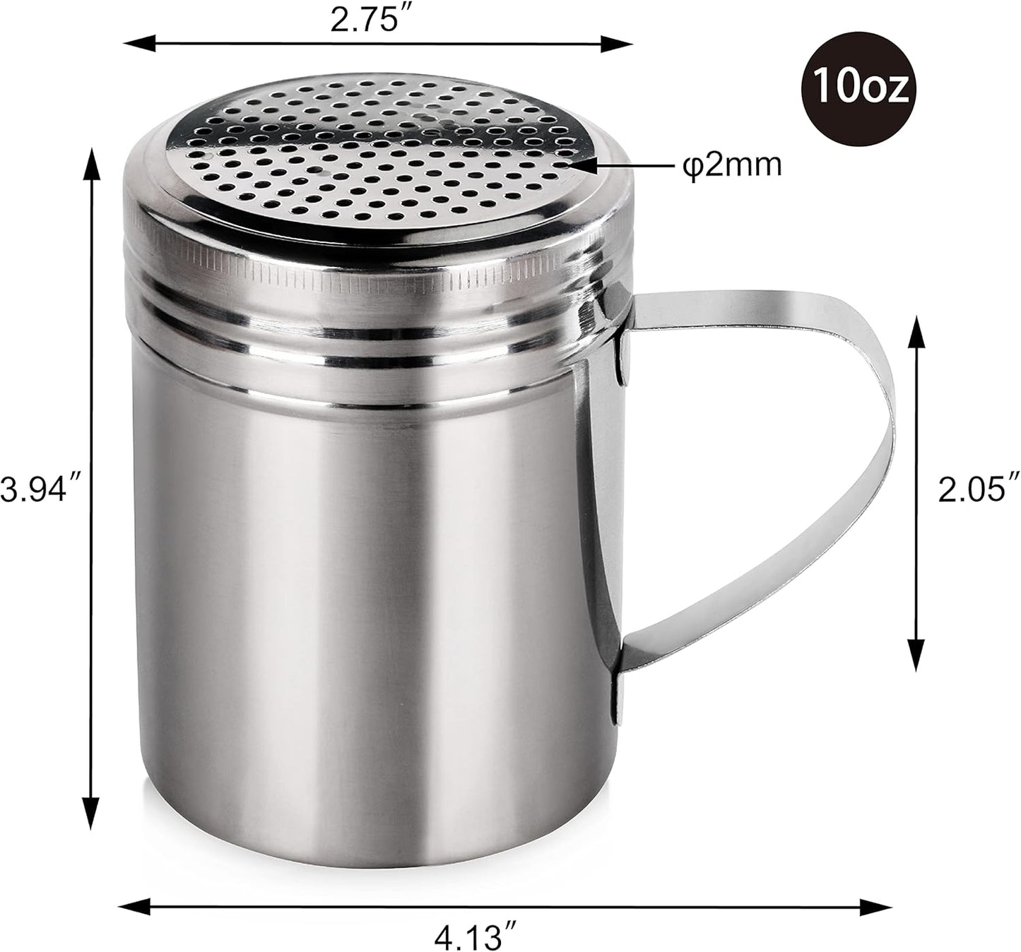 New Star Foodservice 28478 Stainless Steel Dredge Shaker, 10-Ounce, Set of 2