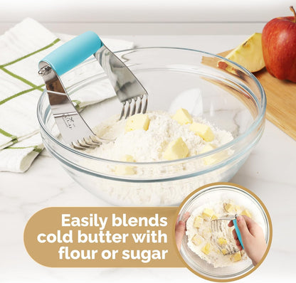 Zulay Kitchen Dough Blender - Stainless Steel Pastry Cutter, Heavy Duty Dough Cutter With Blades, Pastry Blender And Butter Cutter - Pastry Cutter For Baking (Blue)