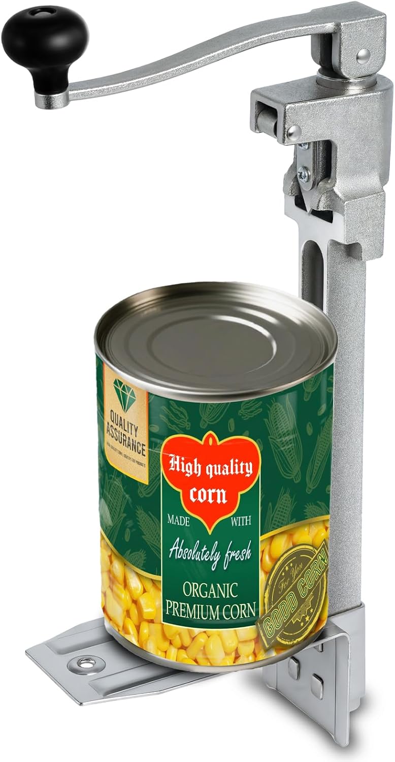 Commercial Can Opener Heavy Duty, 16" Stainless Steel Manual Table Can Opener for #10 Cans up to 10" Tall, Industrial Kitchen Tool with Cast Steel Base & Stainless Steel Blade