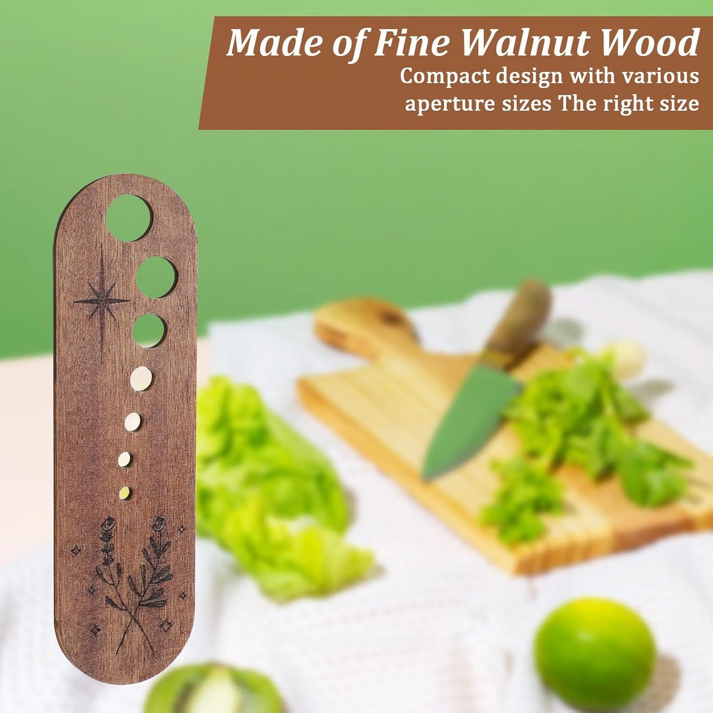 Elegaperma Herb's Stripper Tool, Ergonomic Pottery Herb's Stripping Bowl Design with Multi-Holes, Wooden Herb's Stripper for Cilantro, Mint Leaves and Kitchen Preparation