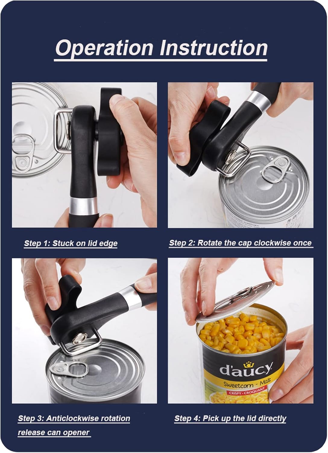 2025 New Professional Manual Can Opener, Can Openers for Seniors, Handheld Can Opener Smooth Edge, Hanging Portable Healthy Essential Kitchen Tool, Durable Classic Single Handle